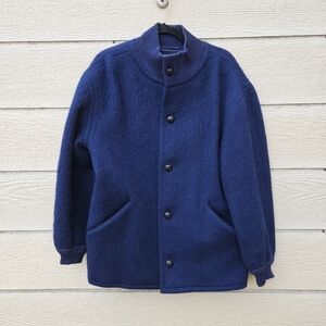 Bogner navy boiled wool button front cocoon coat SEE MEASUREMENTS